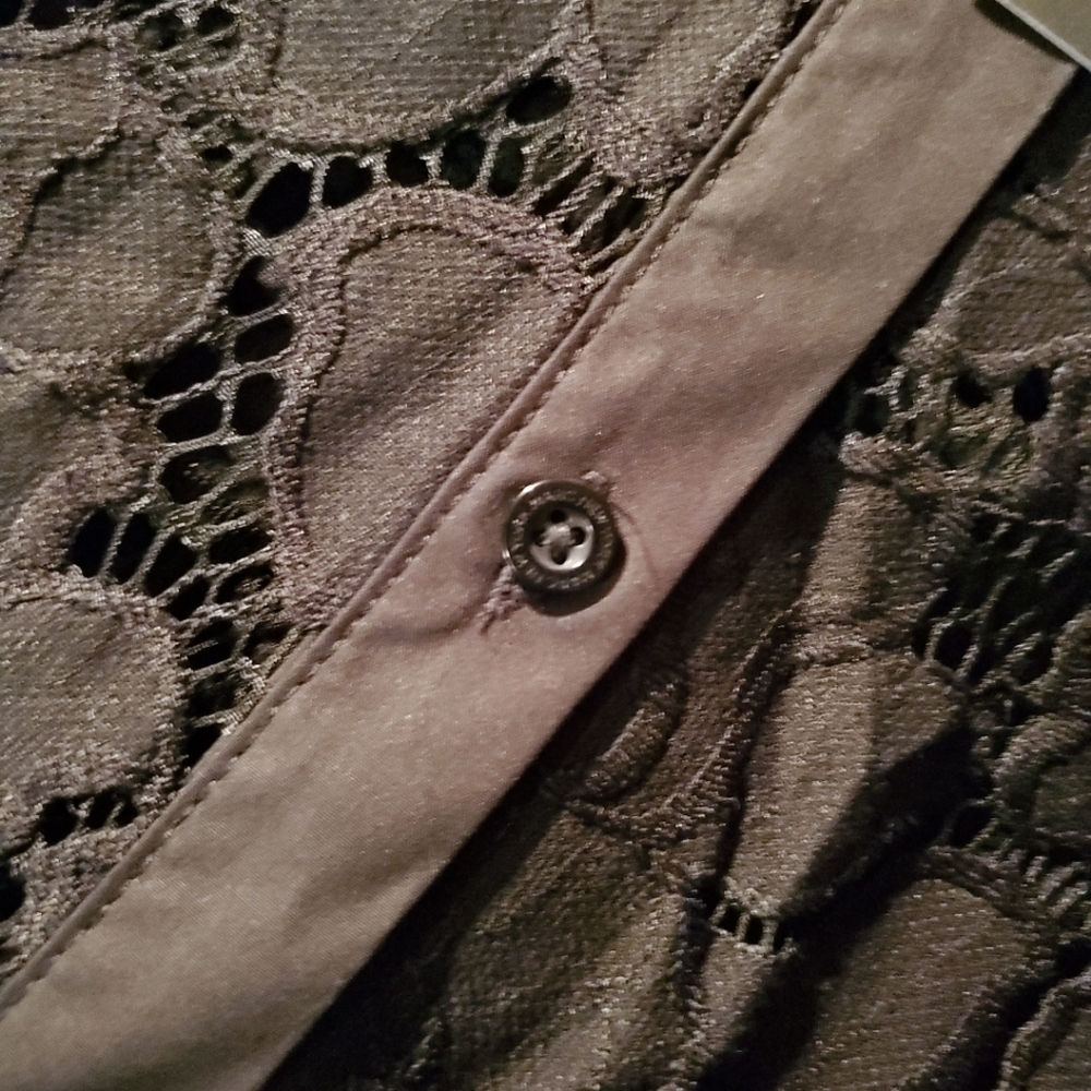 Marc New York Black Lace Button-Up Shirt / Size Med. Long Sleeve - Picture 9 of 16